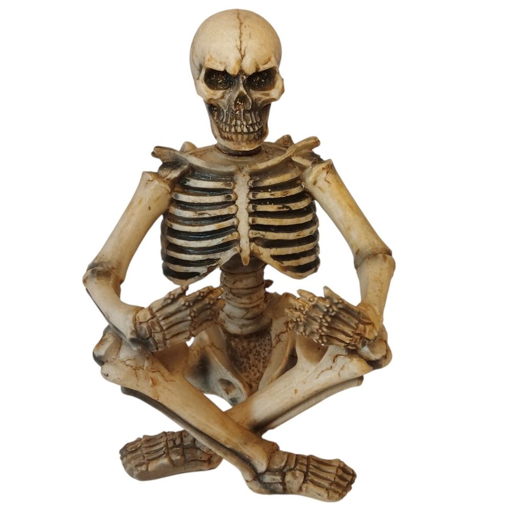 Skeleton Meditating Yoga Sitting Statue Halloween Scary Spooky Resin By DWK 2016